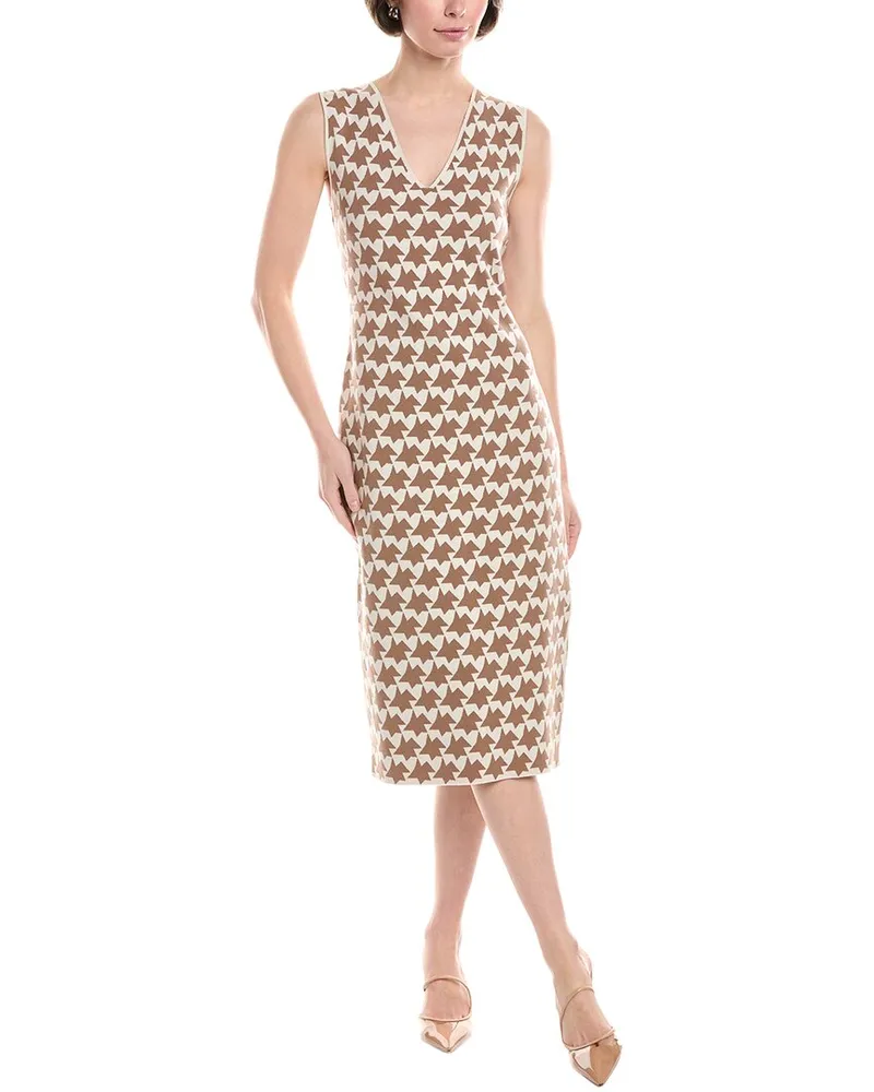 Akris Wool-Blend Midi Dress Brown