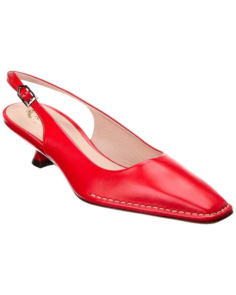 TOD'S TOD’s Logo Leather Slingback Pump Red