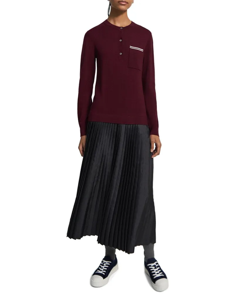 Theory Knit Combo Wool-Blend Sweaterdress Red