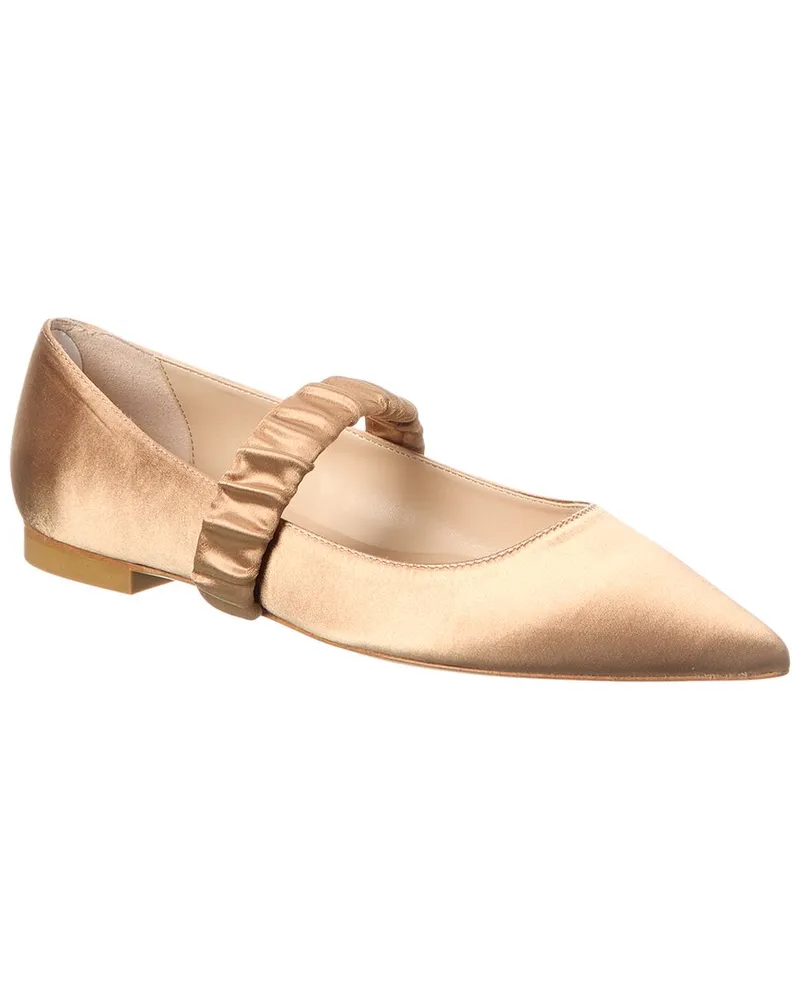Stuart Weitzman Maxine Satin Ballet Flat Beige