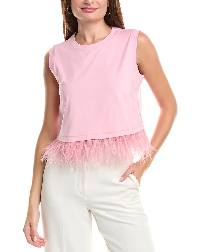 Cinq à Sept Cropped Feather Shirt Pink