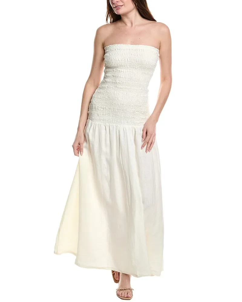 Silvian Heach Chaivi Linen Maxi Dress White