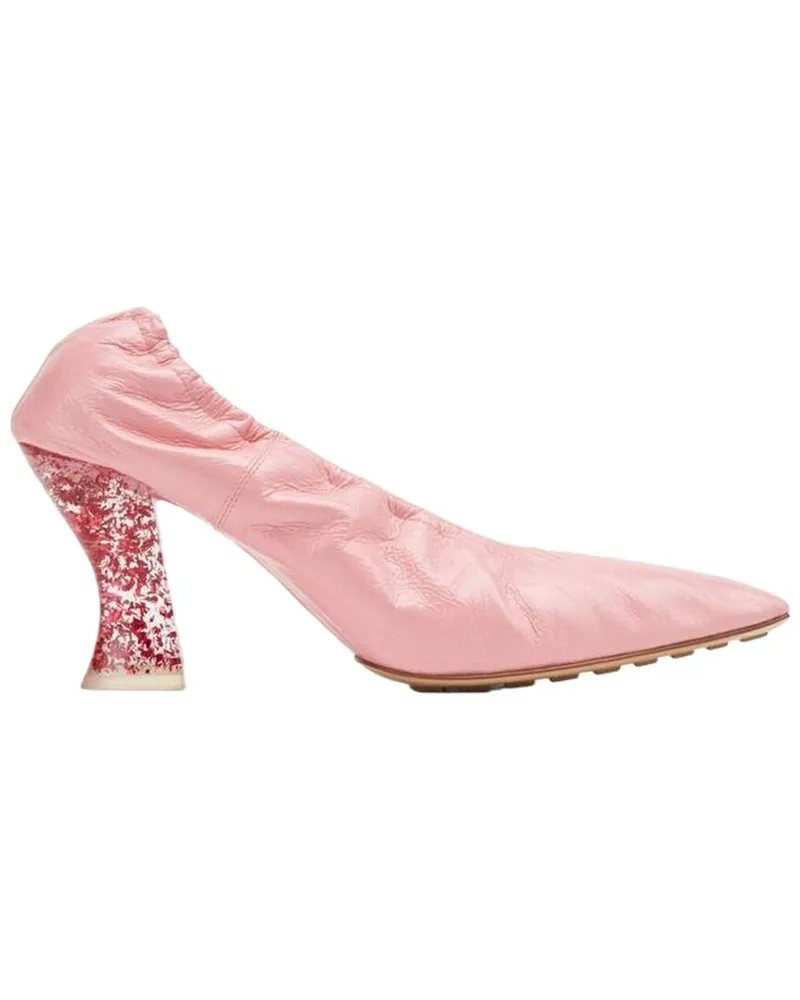 Bottega Veneta Glitter Heel Almond Leather Pump Pink