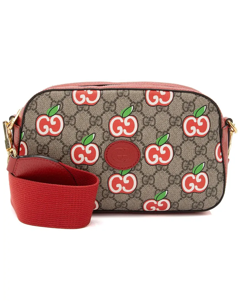 Gucci Beige, Multi, Red Coated Canvas & Leather Apple Camera Bag (Authentic  Pre-Loved Nocolor