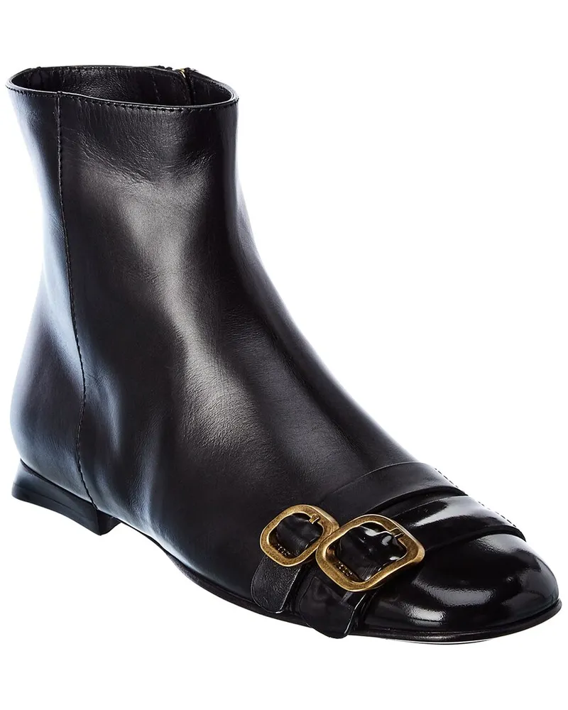 TOD'S TODs Buckled Leather Bootie Black
