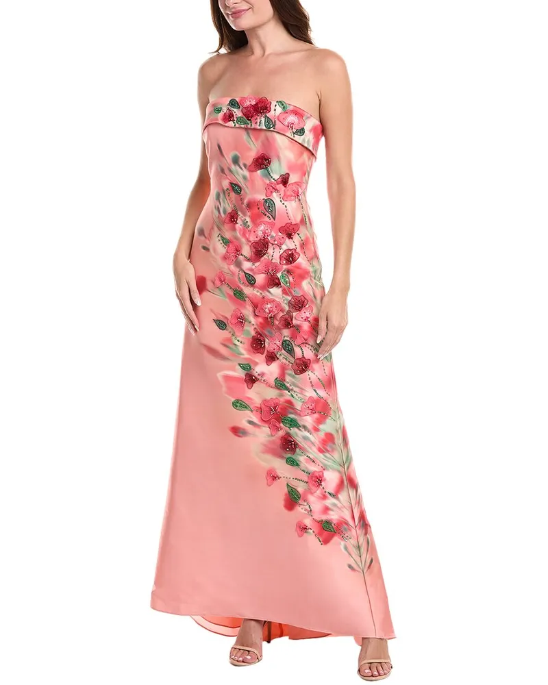 Badgley Mischka Beaded & Applique Gown Red