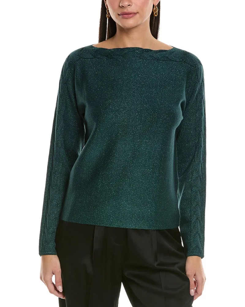 ST. JOHN Engineered Sweater Green