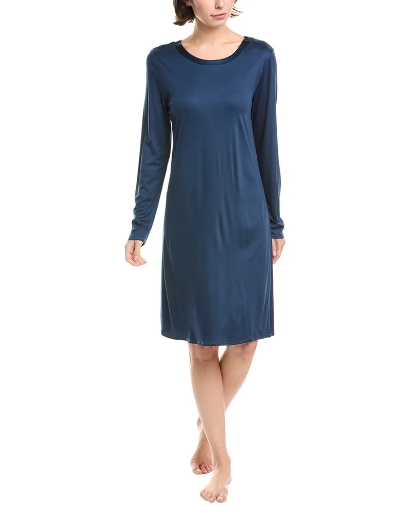 Hanro Grand Central Silk-Blend Nightgown Blue