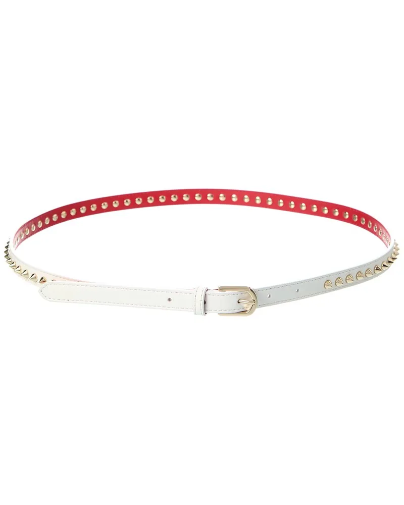 Christian Louboutin Cabata Spike Leather Belt White