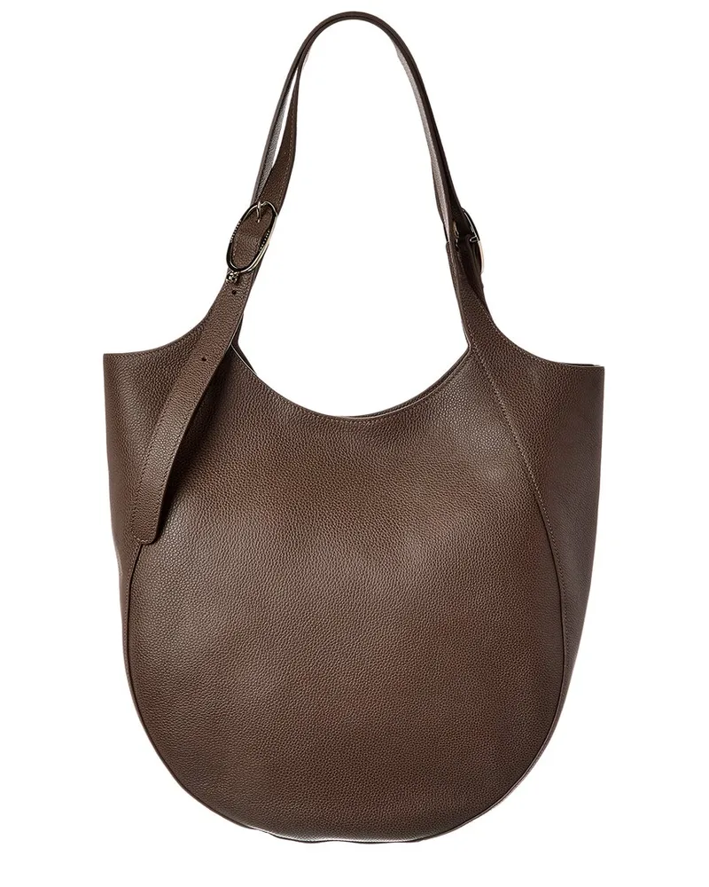 Longchamp Le Foulonné Leather Tote Brown
