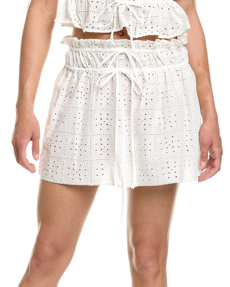 Ganni Light Broderie Anglaise Mini Skirt White