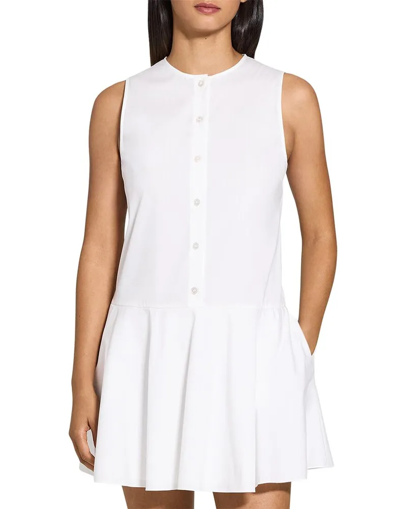 Theory Sleeveless Ruffle Hem Dress White