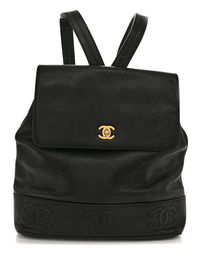 Chanel Black Caviar Leather Triple CC Turnlock Backpack (Authentic Pre-Loved Nocolor