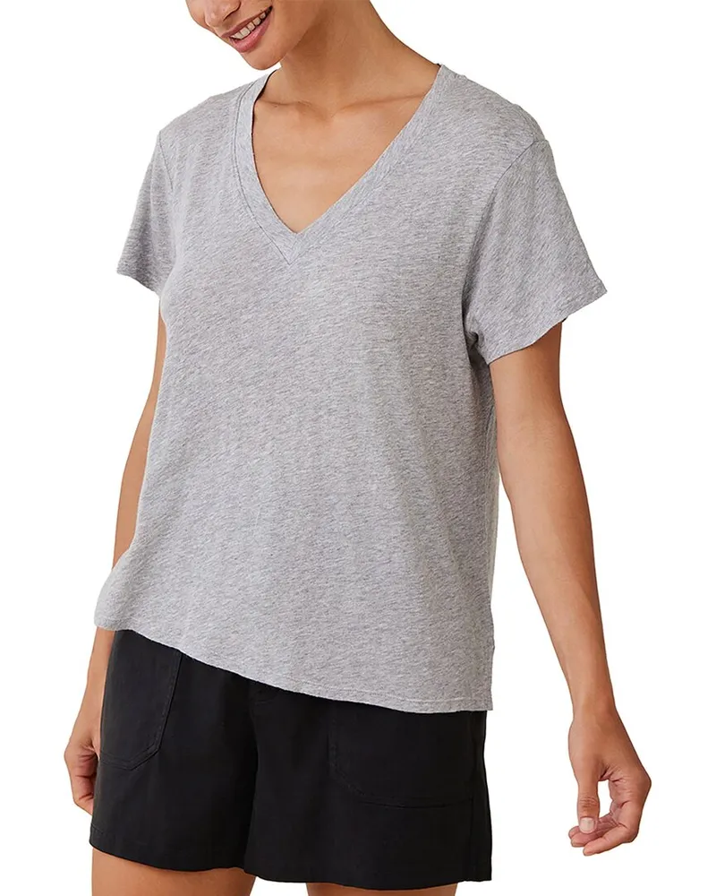 Bella Dahl Side Slit V-Neck T-Shirt Nocolor
