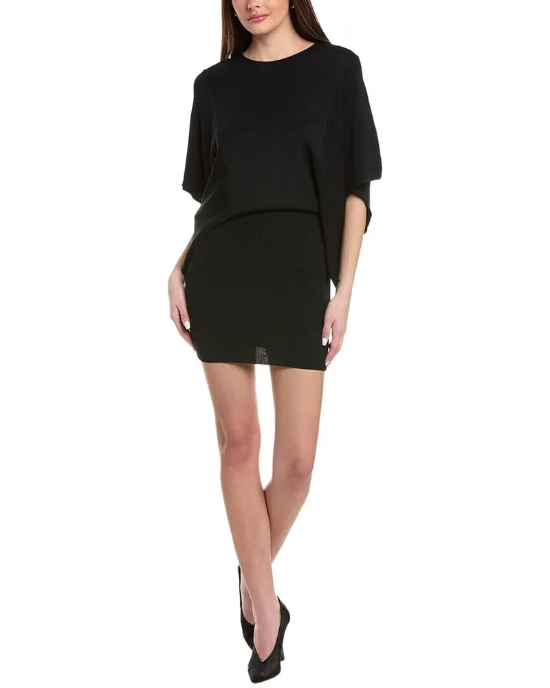 Reiss Julia Knitted Cape Sleeve Mini Dress Black