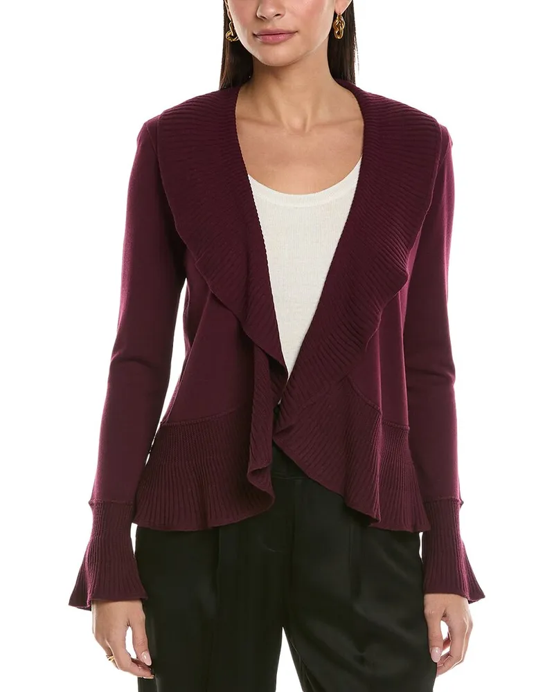 ST. JOHN Ruffle Cardigan Purple