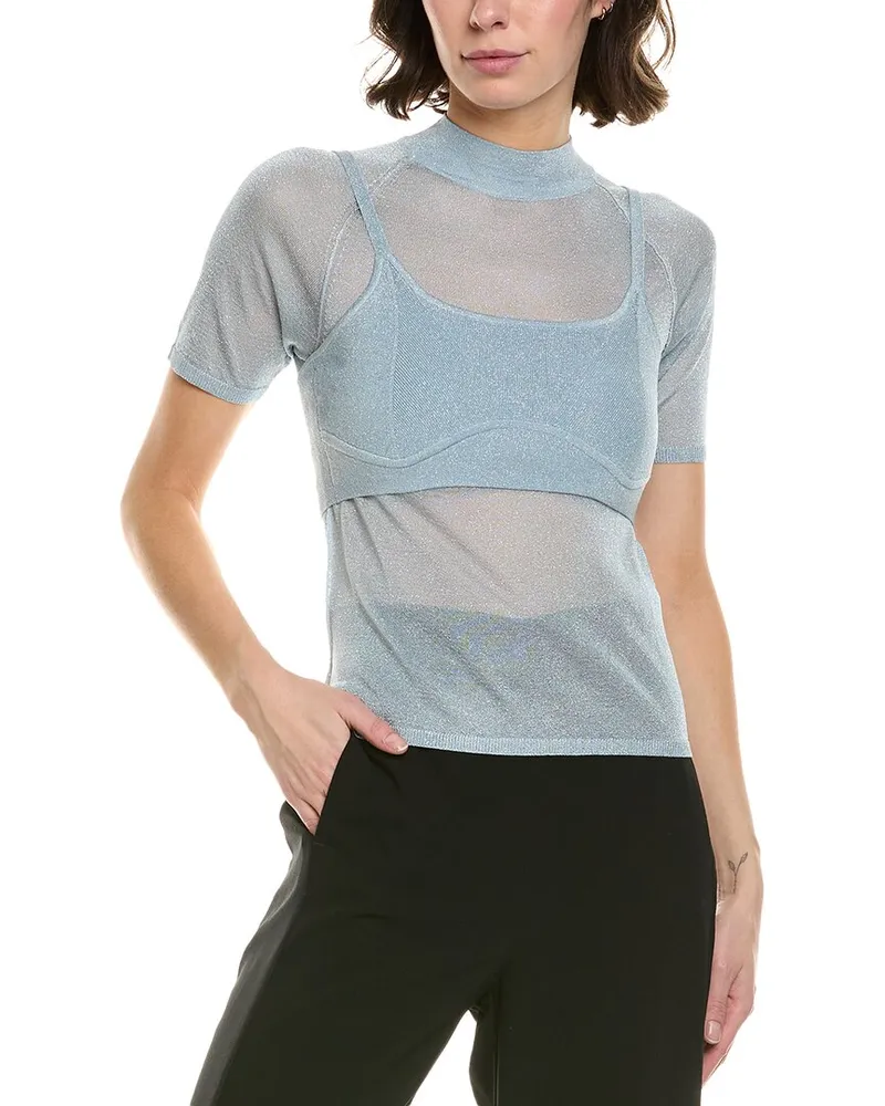 Rebecca Minkoff Leroy Sheer Sweater Set Blue
