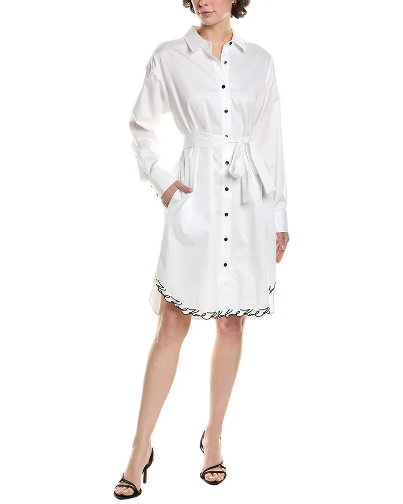Karl Lagerfeld Script Shirt Dress White
