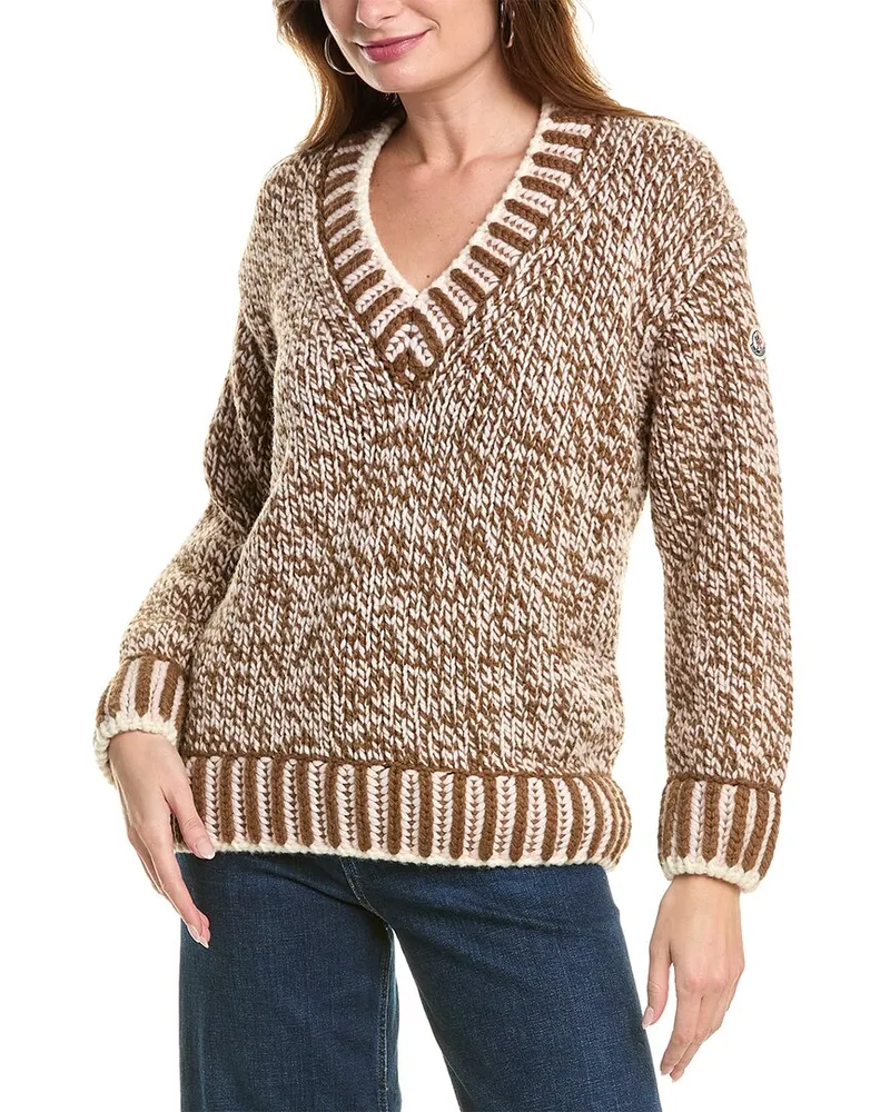 Moncler Wool-Blend Sweater Brown
