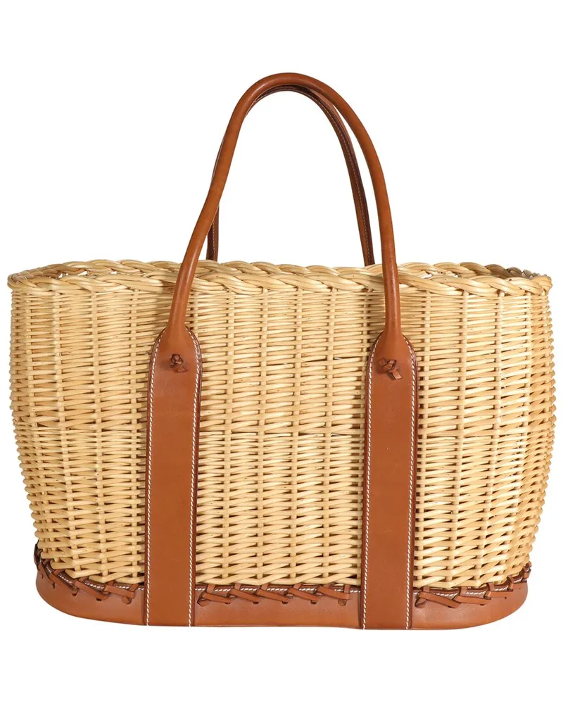 Hermès Beige, Brown Wicker & Barenia leather Osier Garden Party 36 (Authentic Pre-Loved Nocolor