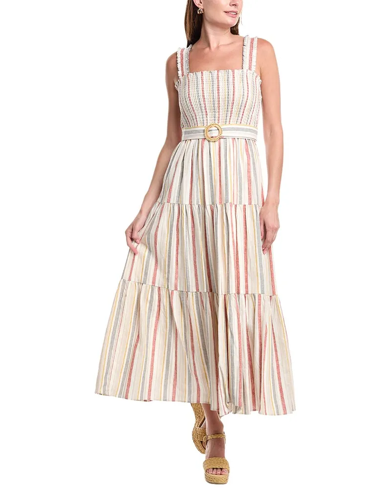 Anne Klein Patio Linen-Blend Maxi Dress White
