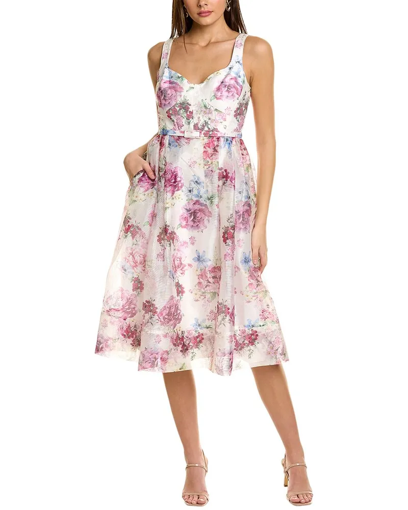Monique Lhuillier Sleeveless Midi Dress Pink