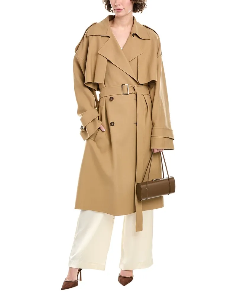 Michael Kors Wool-Blend Trench Coat Brown