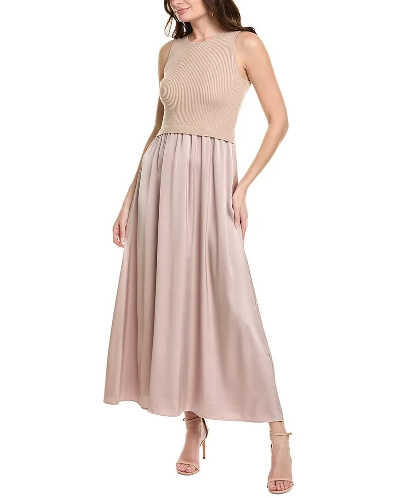 taylor Satin Midi Dress Beige