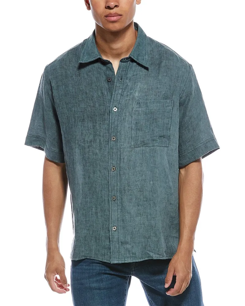 ATM Linen Camp Shirt Blue