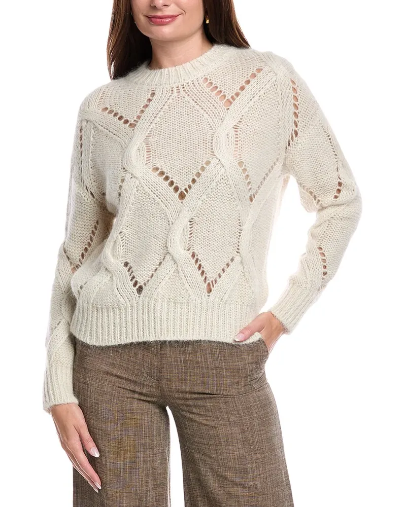 Peserico Open Knit Cable Alpaca & Wool-Blend Sweater White