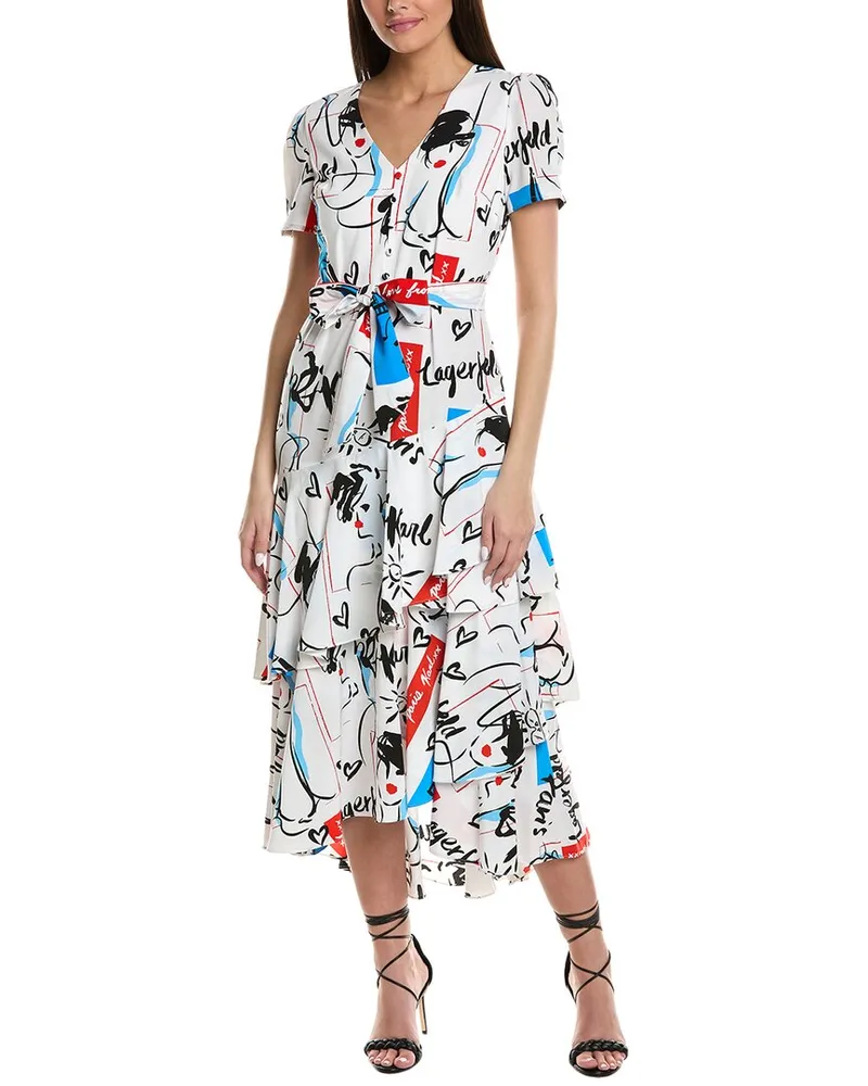 Karl Lagerfeld Tiered Midi Dress White