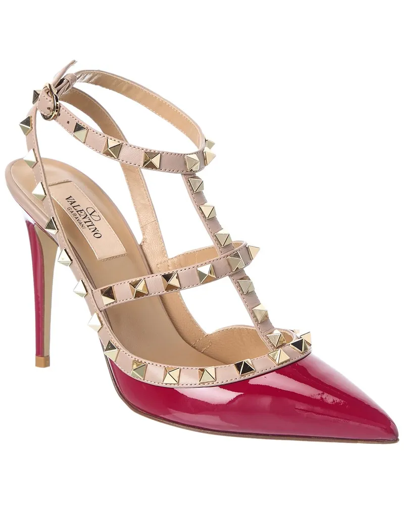 Valentino Garavani Rockstud Caged 100 Patent Pump Red