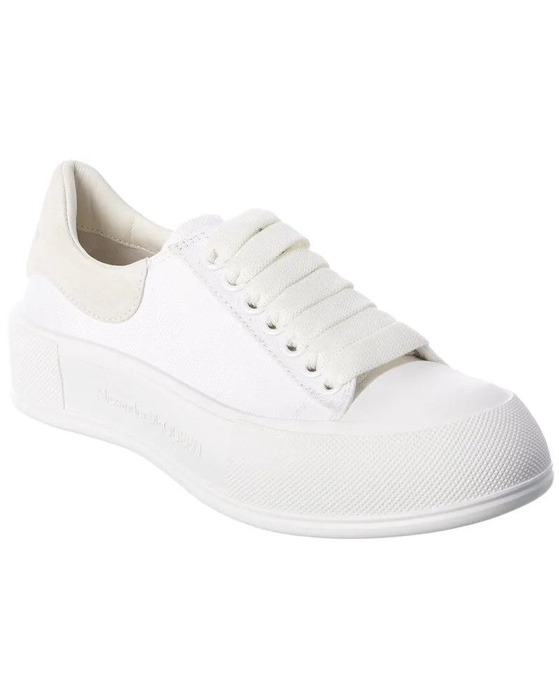 Alexander McQueen Deck Plimsoll Canvas & Suede Sneaker White