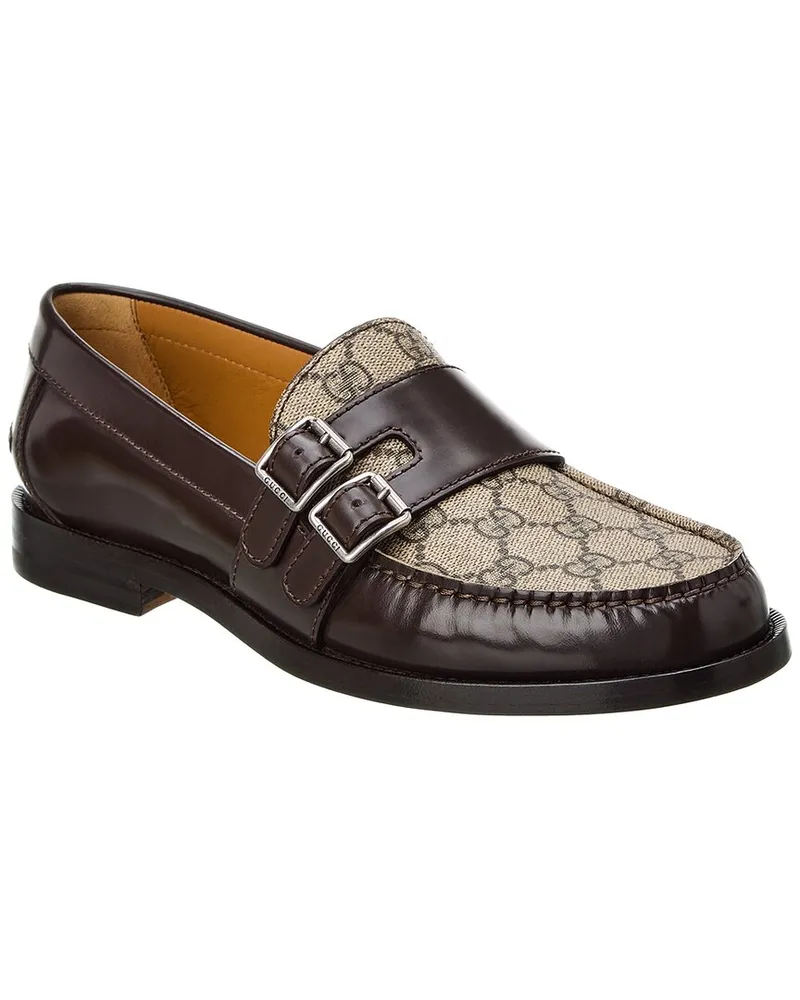 Gucci GG Buckle GG Supreme Canvas & Leather Loafer Nocolor