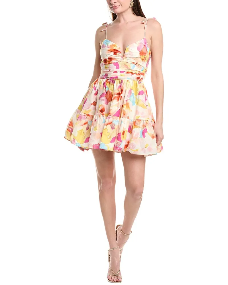 AMUR Amelie Silk-Blend Mini Dress Pink