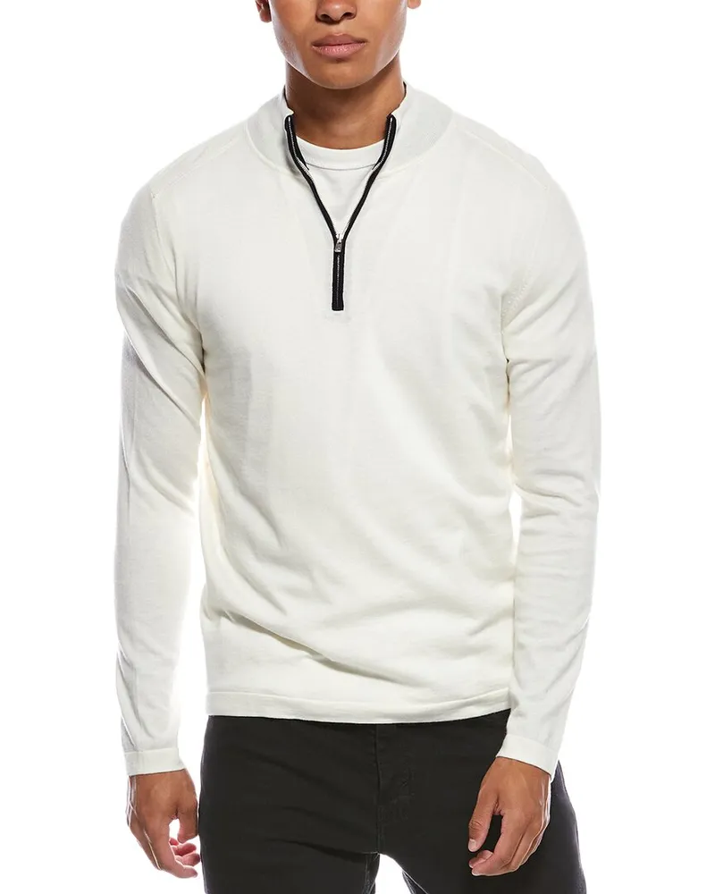 N.Peal Salcombe Cashmere-Blend 1/2-Zip Sweater White
