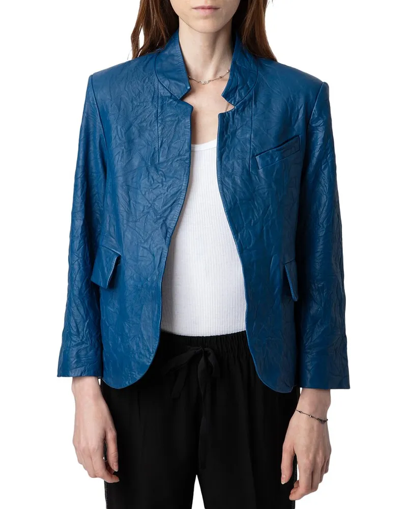 Zadig & Voltaire Verys Leather Blazer Blue