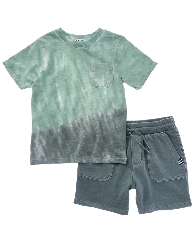 Splendid 2pc Seaweed Tie-Dye T-Shirt & Short Set Green