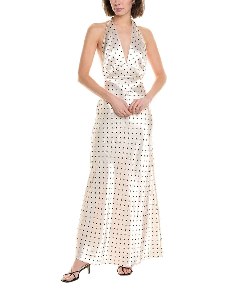 Bardot Citron Polka Dot Midi Dress White