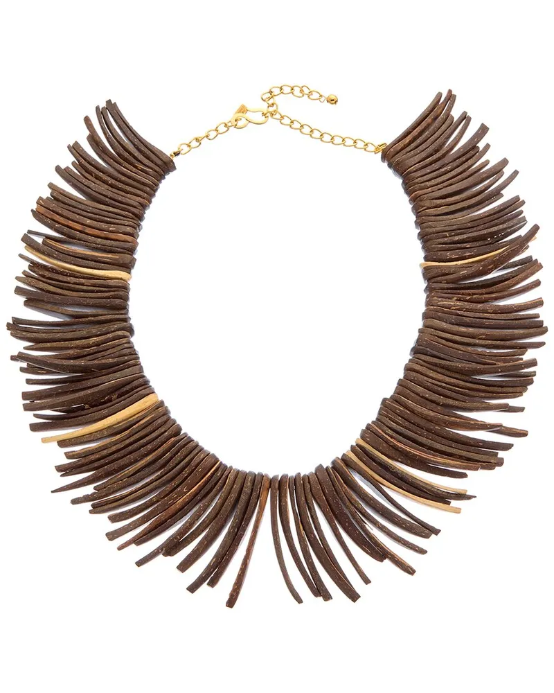 Kenneth Jay Lane Plated Wood Spike Necklace Nocolor