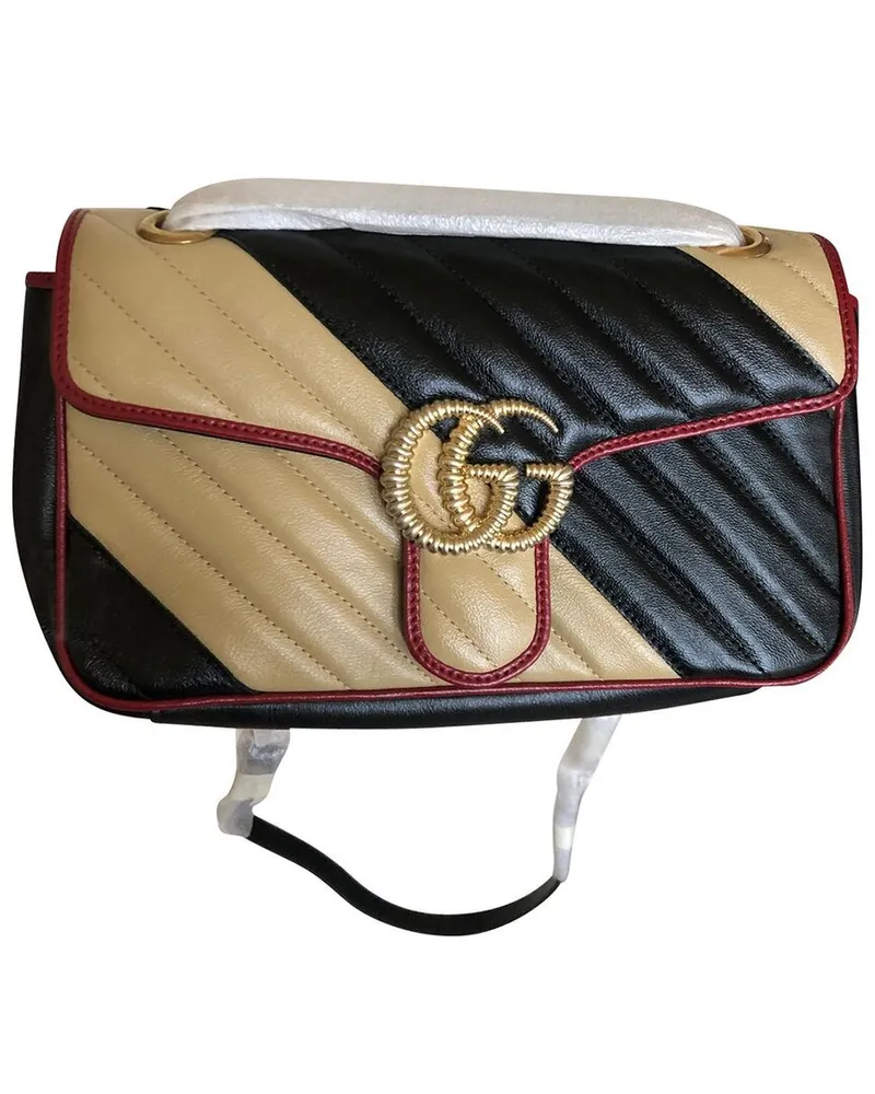 Gucci Beige Leather GG Marmont Torchon Small Flap Bag (Authentic Pre-Loved Nocolor