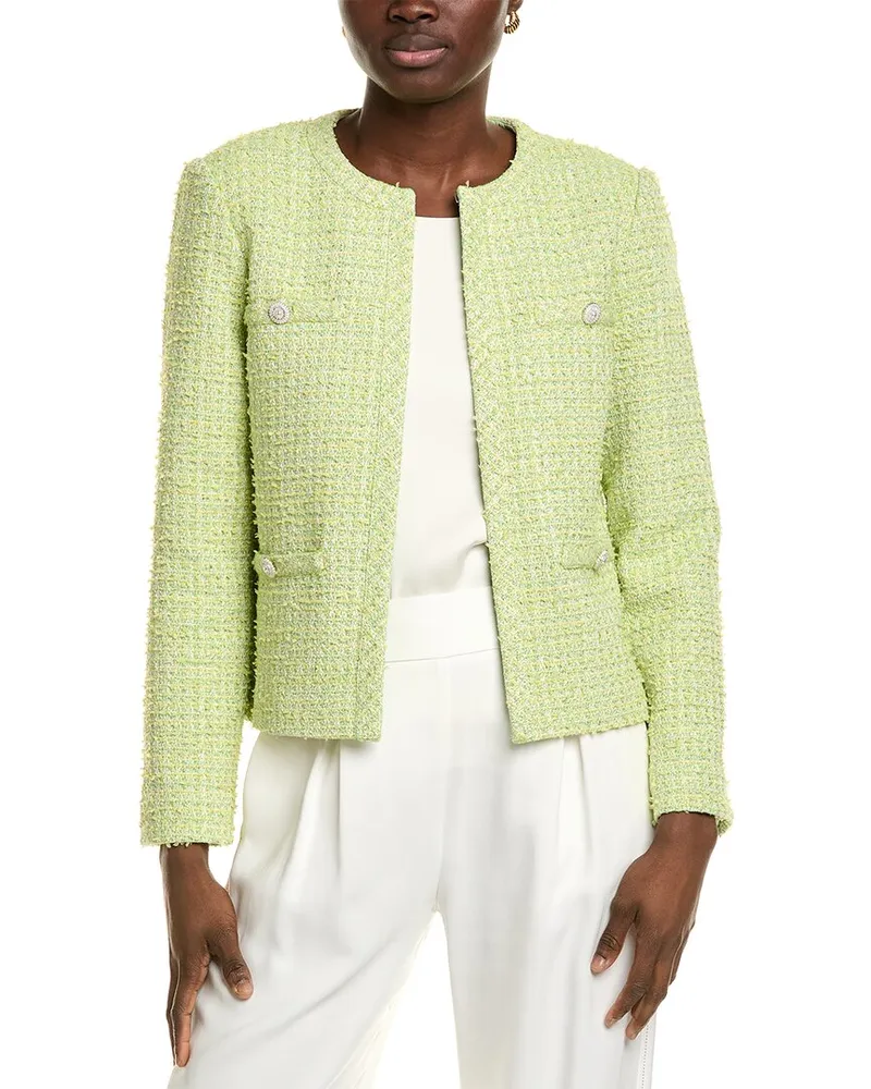 ST. JOHN Lurex Tweed Jacket Green