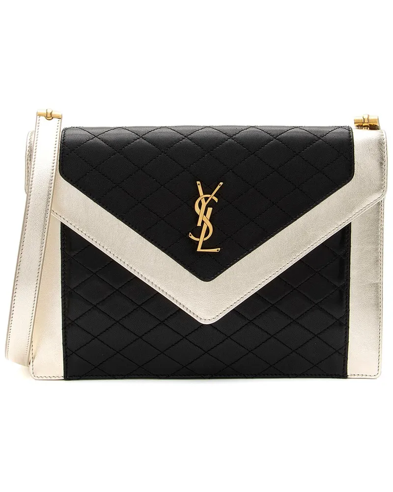 Saint Laurent Black, Silver Lambskin Gaby Shoulder Bag (Authentic Pre-Loved Nocolor