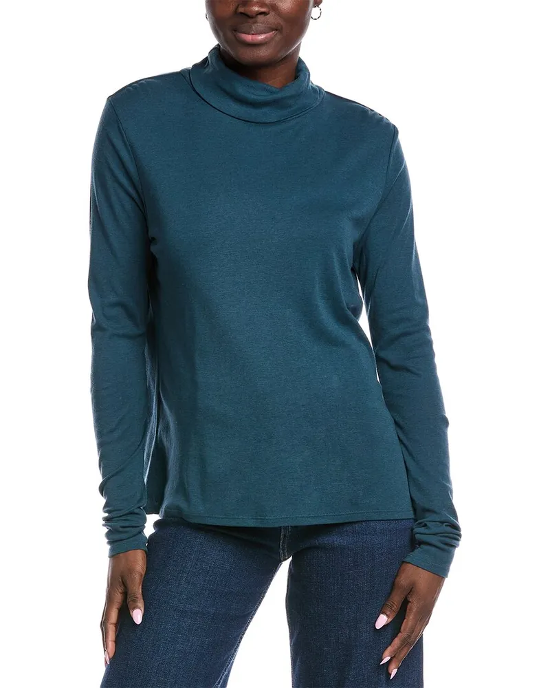 Eileen Fisher Scrunch Neck Top Green