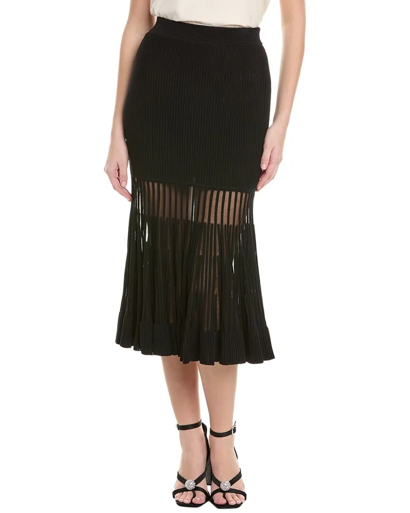Reiss Tilly Knitted Sheer Midi Dress Black