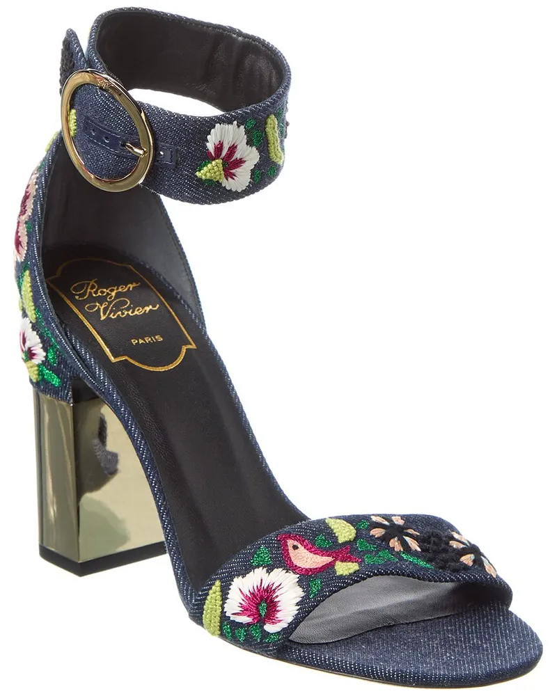 Roger Vivier Podium Denim Sandal Blue