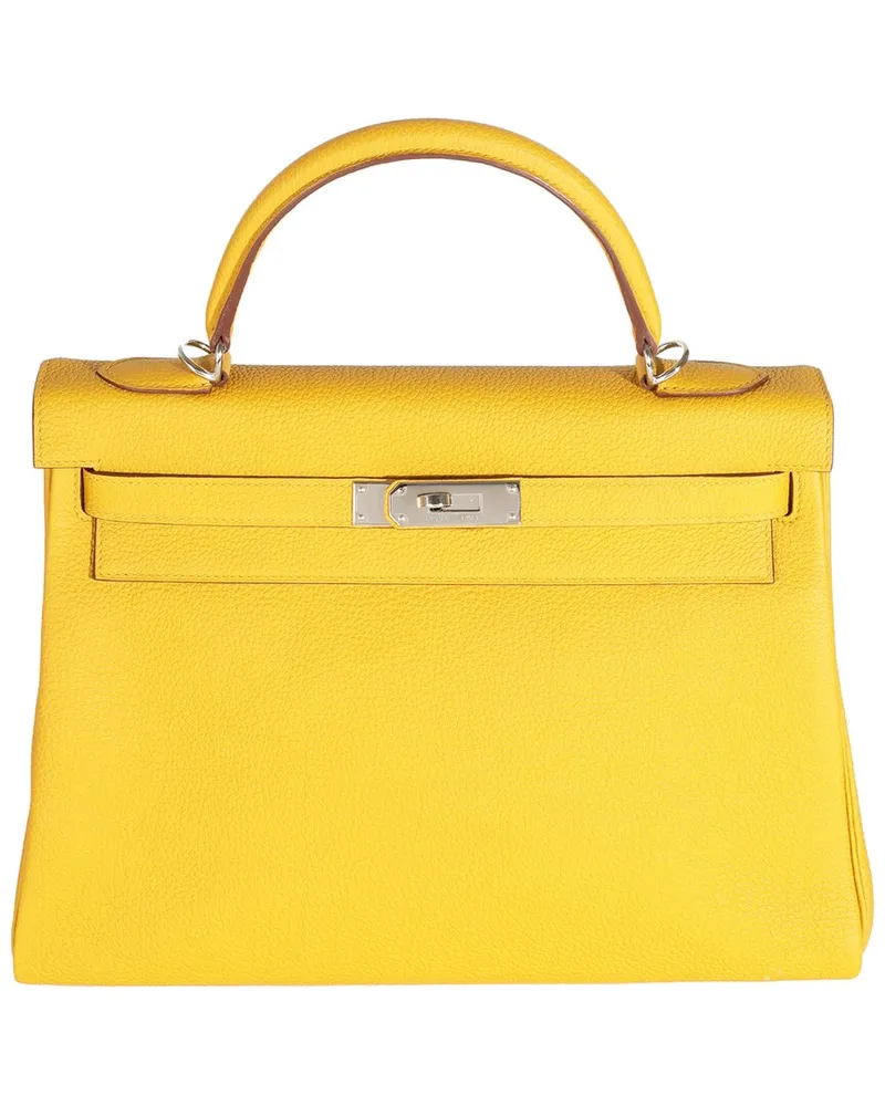 Hermès Yellow Leather Retourne Kelly 32 PHW (Authentic Pre-Loved Nocolor
