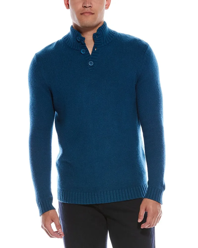 Autumn Cashmere Cashmere-Blend Button Pullover Blue