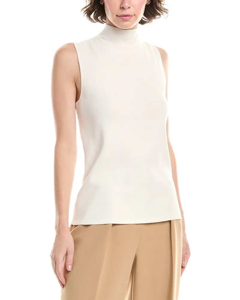 Anne Klein Mock Neck Sweater White