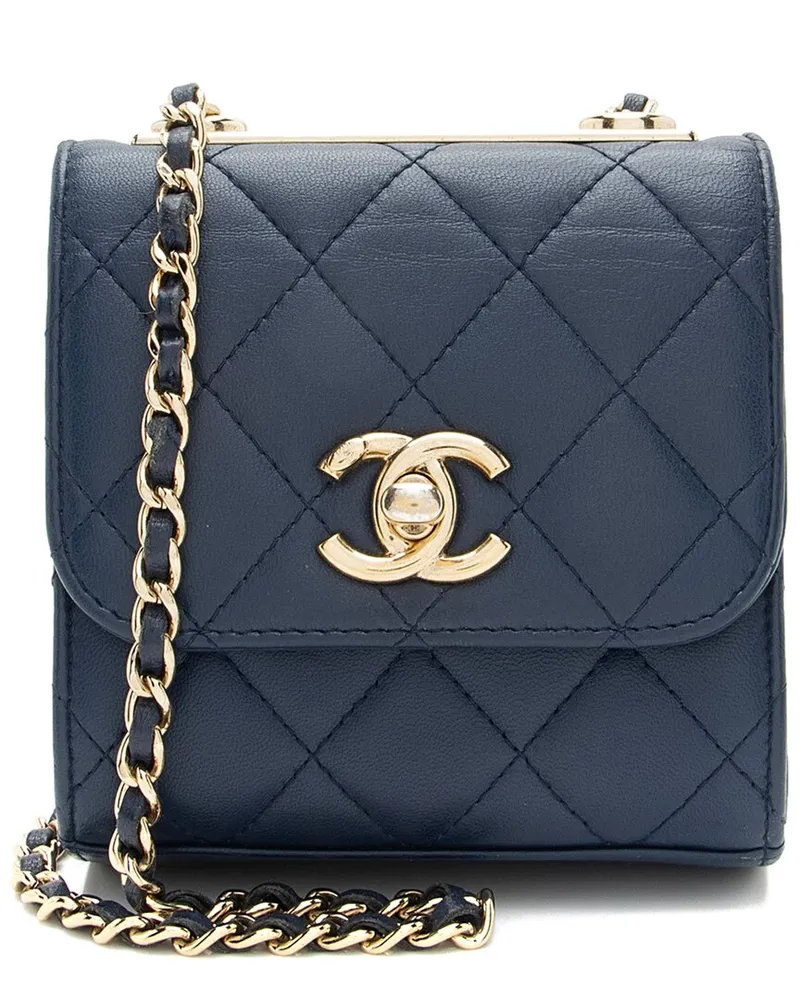 Chanel Blue Lambskin Trendy CC Card Holder on Chain (Authentic Pre-Loved Nocolor
